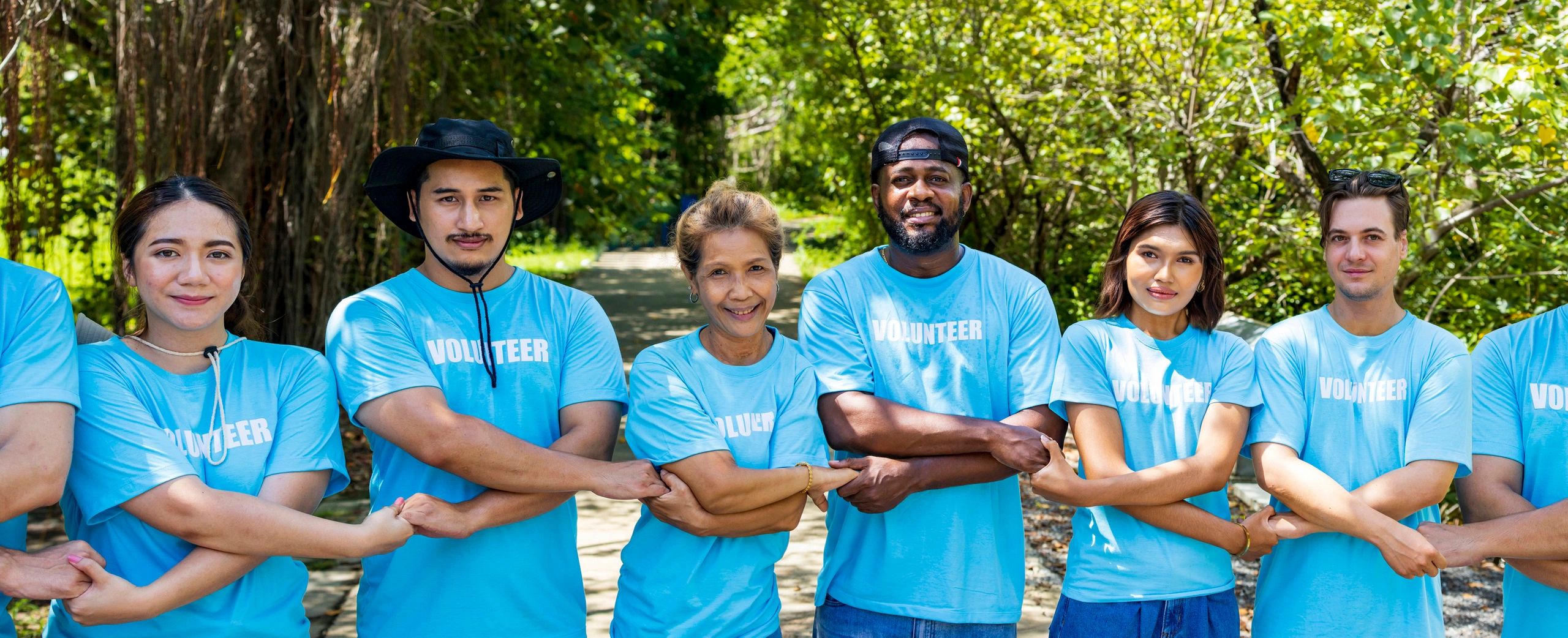 Team of young and diversity volunteer workers group